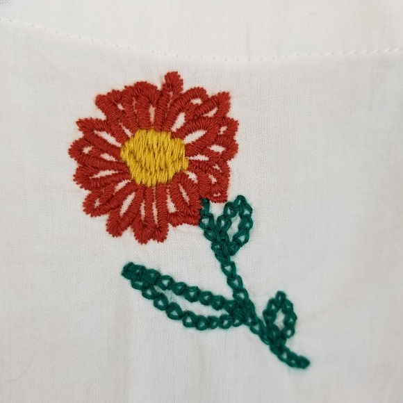 Toad&Co Cream Blouse with Red Floral Embroidery - Picture 5 of 8